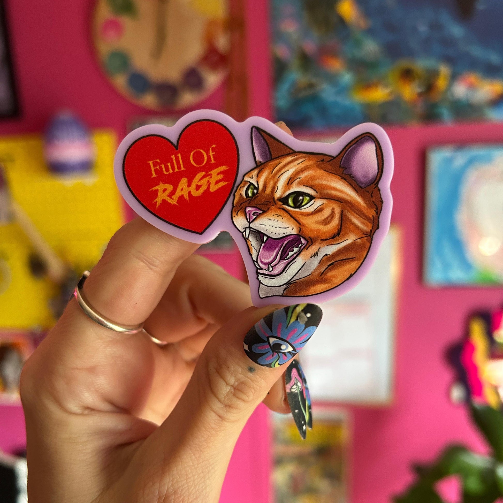 Full Of Rage Orange Cat Acrylic Pin
